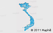 Political Shades 3D Map of Vietnam, cropped outside