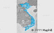 Political Shades 3D Map of Vietnam, desaturated