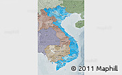 Political Shades 3D Map of Vietnam, semi-desaturated