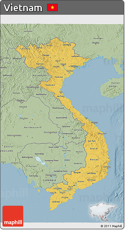 Savanna Style 3D Map of Vietnam