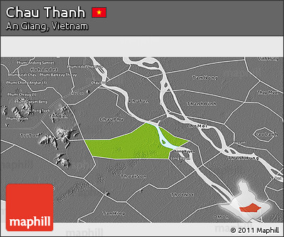 Physical 3D Map of Chau Thanh, desaturated