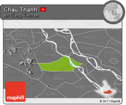 Physical 3D Map of Chau Thanh, desaturated