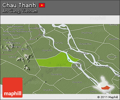 Physical 3D Map of Chau Thanh, semi-desaturated