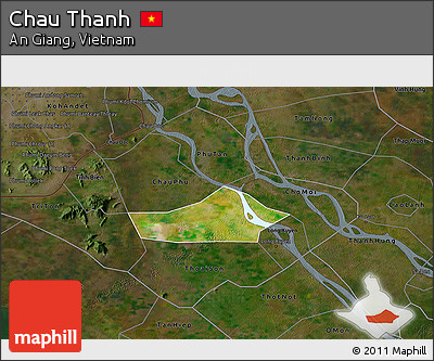 Satellite 3D Map of Chau Thanh, darken