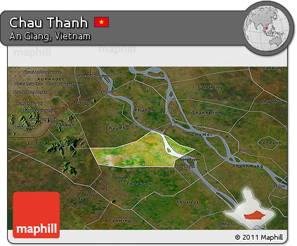 Satellite 3D Map of Chau Thanh, darken