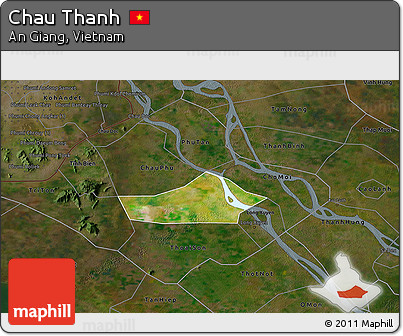 Satellite 3D Map of Chau Thanh, darken