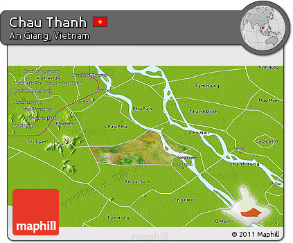 Satellite 3D Map of Chau Thanh, physical outside