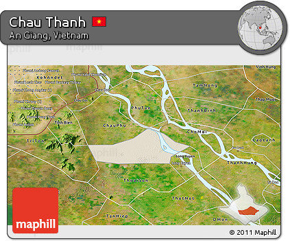 Shaded Relief 3D Map of Chau Thanh, satellite outside