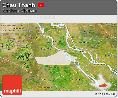 Shaded Relief 3D Map of Chau Thanh, satellite outside