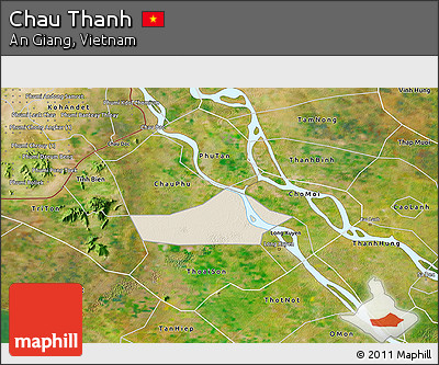 Shaded Relief 3D Map of Chau Thanh, satellite outside