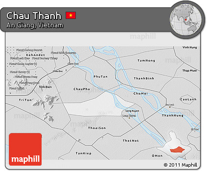 Silver Style 3D Map of Chau Thanh