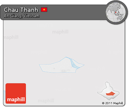 Silver Style 3D Map of Chau Thanh, single color outside