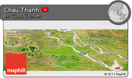 Physical Panoramic Map of Chau Thanh, satellite outside