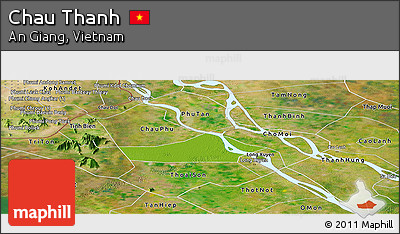 Physical Panoramic Map of Chau Thanh, satellite outside