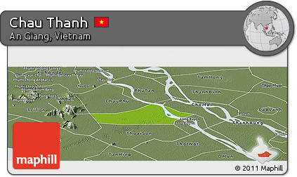 Physical Panoramic Map of Chau Thanh, semi-desaturated