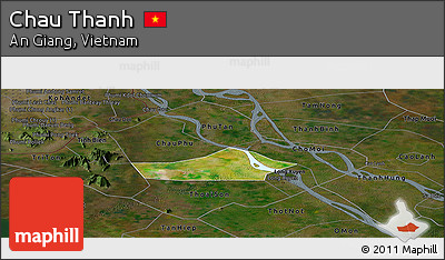 Satellite Panoramic Map of Chau Thanh, darken