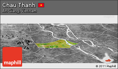 Satellite Panoramic Map of Chau Thanh, desaturated