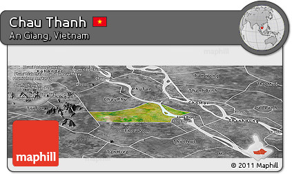 Satellite Panoramic Map of Chau Thanh, desaturated