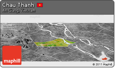 Satellite Panoramic Map of Chau Thanh, desaturated