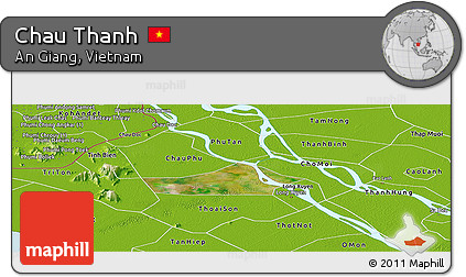 Satellite Panoramic Map of Chau Thanh, physical outside
