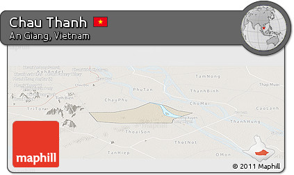 Shaded Relief Panoramic Map of Chau Thanh, lighten