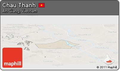 Shaded Relief Panoramic Map of Chau Thanh, lighten