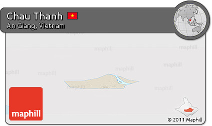 Shaded Relief Panoramic Map of Chau Thanh, single color outside