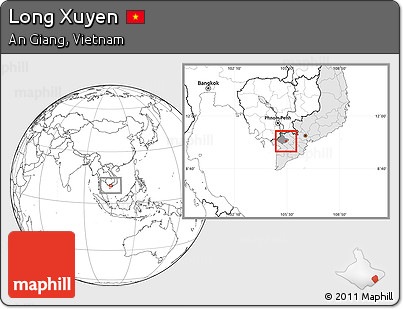 Blank Location Map of Long Xuyen, highlighted country, highlighted parent region