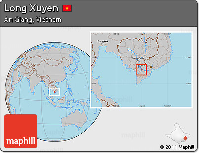 Gray Location Map of Long Xuyen