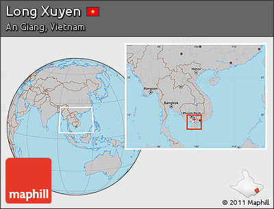 Gray Location Map of Long Xuyen, highlighted parent region, within the entire country