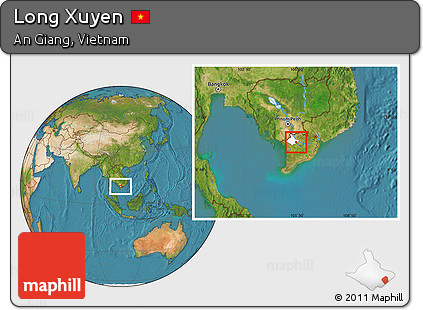 Satellite Location Map of Long Xuyen, highlighted parent region