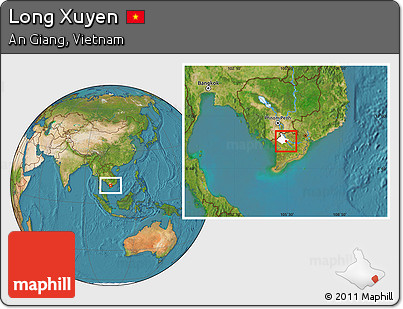 Satellite Location Map of Long Xuyen, highlighted parent region
