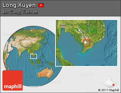 Satellite Location Map of Long Xuyen, highlighted parent region