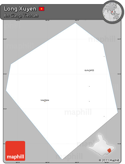Gray Simple Map of Long Xuyen, single color outside