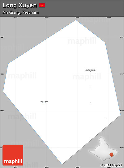 Gray Simple Map of Long Xuyen, single color outside