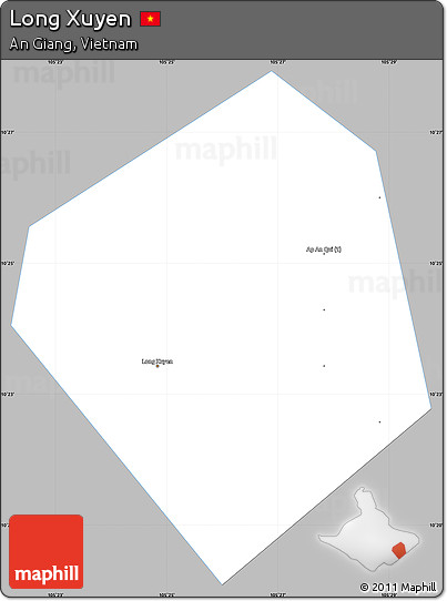 Gray Simple Map of Long Xuyen, single color outside