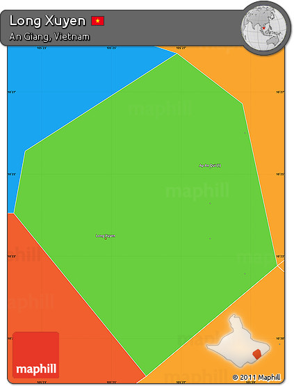 Political Simple Map of Long Xuyen