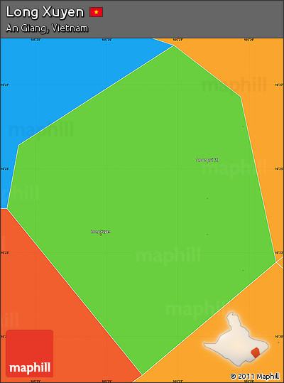 Political Simple Map of Long Xuyen