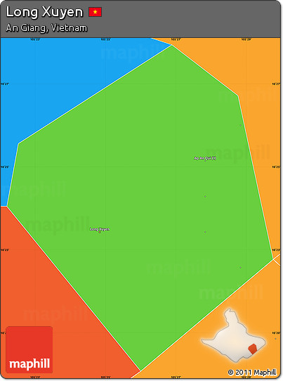 Political Simple Map of Long Xuyen