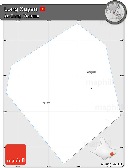 Silver Style Simple Map of Long Xuyen, single color outside