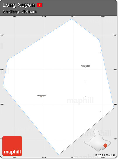 Silver Style Simple Map of Long Xuyen, single color outside