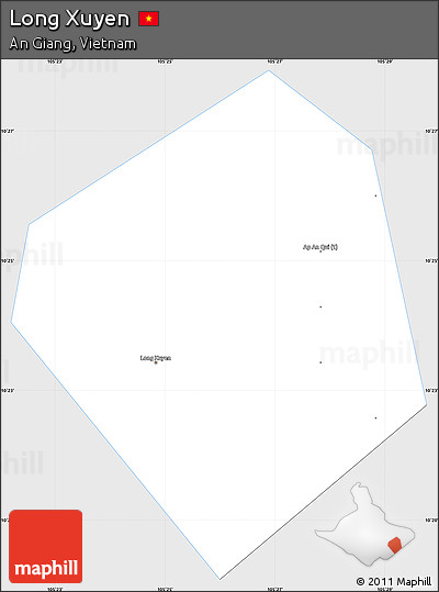 Silver Style Simple Map of Long Xuyen, single color outside