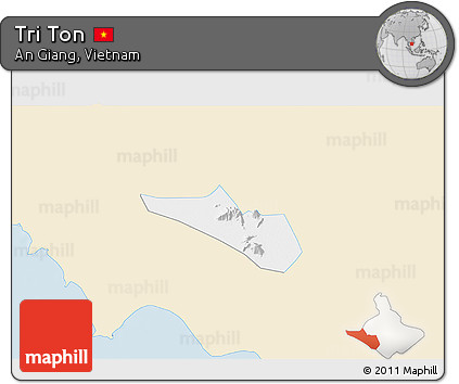 Classic Style 3D Map of Tri Ton, single color outside
