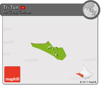 Physical 3D Map of Tri Ton, cropped outside