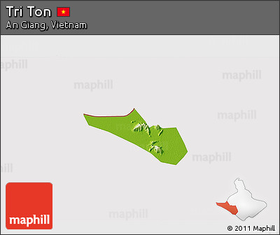 Physical 3D Map of Tri Ton, cropped outside