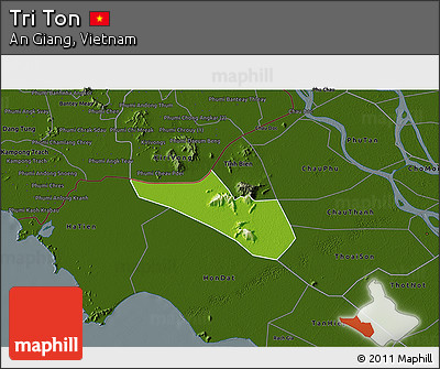 Physical 3D Map of Tri Ton, darken