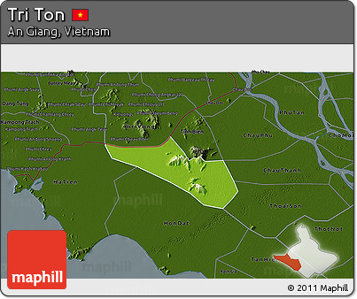 Physical 3D Map of Tri Ton, darken
