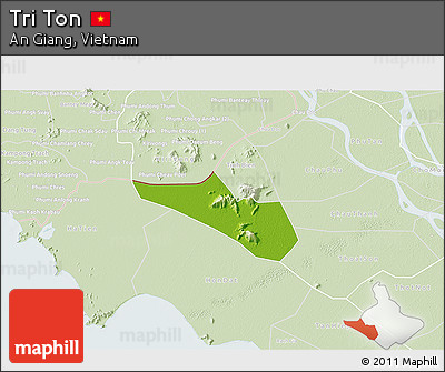 Physical 3D Map of Tri Ton, lighten