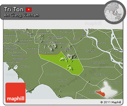 Physical 3D Map of Tri Ton, semi-desaturated