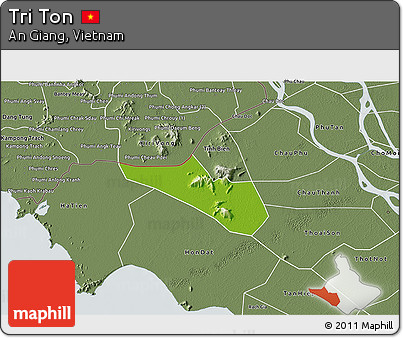 Physical 3D Map of Tri Ton, semi-desaturated